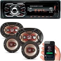 Imagem da promoção Kit Som Carro Rádio Mp3 Bluetooth Usb + Auto Falante 6 + 6x9 - BRAVOX