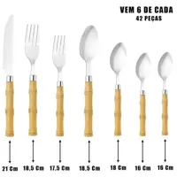 Faqueiro Inox Jogo Talheres 42 Peças Bambu Divisória Organizadora Completo - Hauskraft em oferta na Magazine Luiza