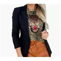 Imagem da promoção Blazer Bengaline Max Feminino Elegante - Black Gloss Jeans