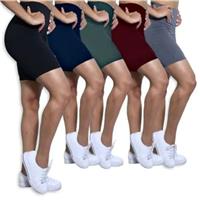 Imagem da promoção Kit 5 Short Legging Bermuda Fitness Feminino Meia Coxa Tecido Top - confecção fenix