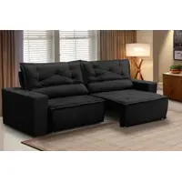 Sofá Retrátil e Reclinável 2 lugares com Molas 1,50m Livia Suede Preto Adonai Estofados em oferta na Magazine Luiza