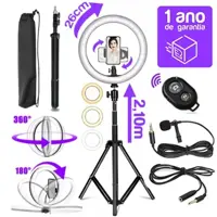 Kit 5X1 Gravações Youtuber Blogueira Ring Light 26 + Tripé 2.10m + Microfone Lapela Extensão - Dream em oferta na Magazine Luiza