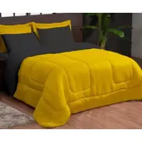 KIT Edredon Dupla Face Casal Queen 05 Peças Amarelo Preto - theovitex enxovais em oferta na Magazine Luiza