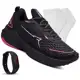 Tenis Feminino Academia Original Caminhada Barato R-GLOWZ- Preto/Pink + Relógio + Meia - RAYON em oferta