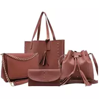 Imagem da promoção Kit bolsa feminina grande+ bolsa saco media+bolsa bau corrente + carteira 4 peças - ELSA BOUTIQUE