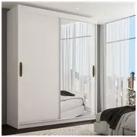 Imagem da promoção Guarda-Roupa Solteiro Istambul 2 Portas 2 Gavetas com Espelho Branco - Panorama Móveis