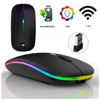 Imagem da promoção Mouse Sem Fio 2.4 ghz Optico Recarregável Gamer USB Led Rgb Wirelles Usb Notebook - OPEN ZEE