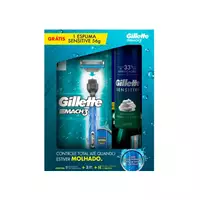 Imagem da promoção Kit Aparelho de Barbear Gillette Aqua Grip MACH3 - 1 Aparelho de Barbear 3 Carga 1 Espuma de Barbear