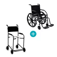 Imagem da promoção Cadeira de rodas 101 nylon preta com cadeira de banho 201 preta cds