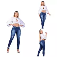 Imagem da promoção Calça Jeans Feminina Cintura Alta com Lycra Elastano Efeito Empina Bumbum - K jeans