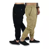 Imagem da promoção Kit 2 Calças Masculina Jeans Jogger Sarja Punho Lycra - 5+