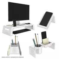 Imagem da promoção Kit Organizador de Mesa e Escritório Prime Branco e Cristal Maxcril