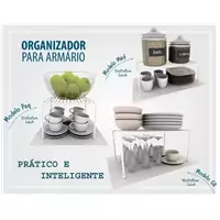 Imagem da promoção Kit Organizador Armário Cozinha Prateleira Aramado Aço 3 Un - Dicarlo