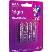Imagem da promoção Pilha recarregável AAA 1000mAh Elgin com 4 unidades Palito