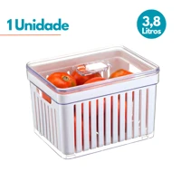 Imagem da promoção Organizador de Geladeira 3,8 Litros Cesto Com Tampa Multiuso Alimentos Verduras Potes de Salada