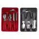 Faqueiro Inox Jogo De Talheres Porta Talher Com 25 Peças Preto E Vermelho em oferta