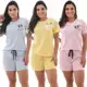 Kit 3 Pijamas Feminino Curto Verão Babydolls Manga Short em oferta