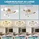 Luminária Pendente De 6 Cabeças Dourada, Luminária Pendente De Teto Regulável, Luminária Pendente Pa em oferta