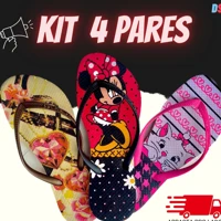 Imagem da promoção Kit 4 Pares Chinelo Sandália Feminino sortidos combo Promoção Lançamento chinela Feminina