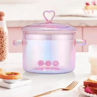 Imagem da promoção Panela de Vidro Rosa Com Tampa Coração Furta-cor 1.5L Borossilicato que vai ao fogo para Cozinha