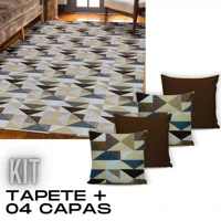 Imagem da promoção Kit tapete sala quarto Geometrico 1M X 1,35M + 04 Capas Gorgurinho 45CMX45CM Completo