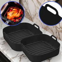 Imagem da promoção Kit 2 Forma de Silicone Air Fryer 20CM Assadeira Fritadeira Quadrada Antiaderente Vermelho/Preto