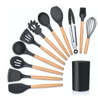 Imagem da promoção Jogo de Cozinha Kit com 5pcs ou/ 12 Peças de Silicone, Utensílios e Copo Suporte para Cozinha Cabo d