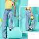 Calça Jeans Feminina Wide Leg pantalona Cintura Alta Tecido em oferta