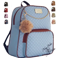 Imagem da promoção Mochila Feminina Bolsa Mochilinha Moda Blogueira com Detalhes Exclusivo + Chaveiro Pompom