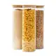 Kit 3 potes de vidro 2L tampa de bambu herméticos em oferta