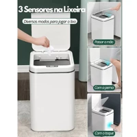 Imagem da promoção 16Litros Lixeira Inteligente com Sensor Automático Abre Fácil em Toque Cesto Lixo Casa Quarto Banhei