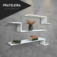 Imagem da promoção Trio De Prateleiras Z Decorativa Quarto de Criança Sala Branco Preto