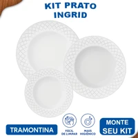 Imagem da promoção Aparelho de Jantar Ingrid Tramontina Jogo de Pratos Raso, Fundo e Sobremesa com Opções de Kits