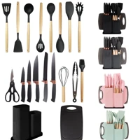 Imagem da promoção Kit Conjunto 19 Pçs De Utensílios Facas Silicone Cozinha Jogo Completo Batedeira Colher Pegador