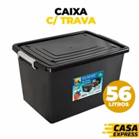 Imagem da promoção Caixa Organizadora Multiuso Plástica 56 Litros Com Tampa Reforçada e Alca de Segurança Leve