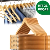 Imagem da promoção Kit 30 Cabides De Madeira Premium Marfim Para Roupas Calça Gancho Cromado