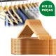Kit 30 Cabides De Madeira Premium Marfim Para Roupas Calça Gancho Cromado em oferta