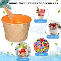 Imagem da promoção Tigela para Sorvete modelo Casquinha em formato Cestinha acompanha  Colher - Disponível nas Cores Az