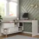 Mesa para Escritório Escrivaninha em L Retrô 136x120cm Branco/Nogal em oferta