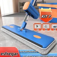 Imagem da promoção KIT 7 Conjunto De Esfregão E Balde Dobrável De Microfibra Com Raspador De Desaguamento