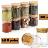 Imagem da promoção Kit Potes Herméticos De Vidro Tampa De Bambu Cozinha Alimentos