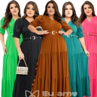 Imagem da promoção Vestido Longo Plus Size Tamanho Grande Tendencia Curve Inverno Festa Evangelico Com Cinto