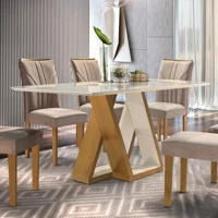 Imagem da promoção Mesa de Jantar Tampo Vidro Slim Plus 170x90cm Laguna Espresso Móveis Cinamomo/Off White