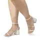 Sandália Feminina Lumiss Salto Bloco Baixo Grosso Tiras Strass Brilho Cristal Confortável Saltinho B em oferta