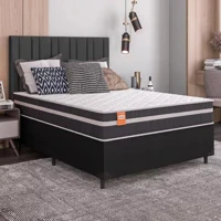 Imagem da promoção Cama Box Casal Colchão Molas Qatar 138x188x60cm Branco e Preto Inducol