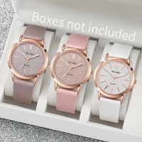 Imagem da promoção 3PCS/Set Relógios De Moda Femininos Casual Leather Band Relógio Analógico De Quartzo (Sem Caixa)