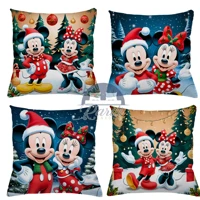 Imagem da promoção KIT 4 CAPAS DE ALMOFADAS DECORATIVAS NATAL MICKEY E MINNIE CASAL - TAMANHO 45X45