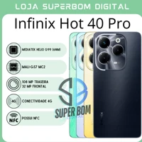 Imagem da promoção Infinix Hot 40 Pro 256GB ROM / 8GB RAM Versão Global | Smartphone 4G, ROM Global, Câmera 108MP, Carr