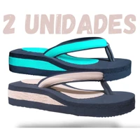 Imagem da promoção Kit 2 pares de chinelo Ortopédico papete sandália Feminina confortável Anabela anatômico