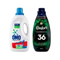 Imagem da promoção Sabão Líquido Omo Lavagem Perfeita 3L + Amaciante - Comfort Concentrado Segredos 36 1L